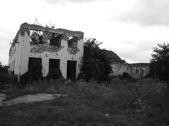 One of the many buildings showing the signs of war in Croatia