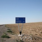 A huge relief the sign to Aral - Kazakhstan