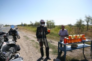 Buying roadside Honey - Kazakhstan
