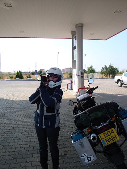 Having a break in the heat.. with out taking your helmet off..